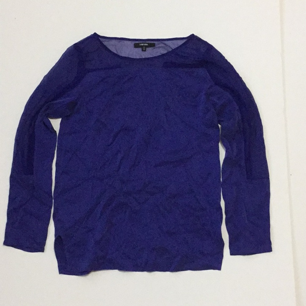 Blue Cutout Mesh Top (XS)